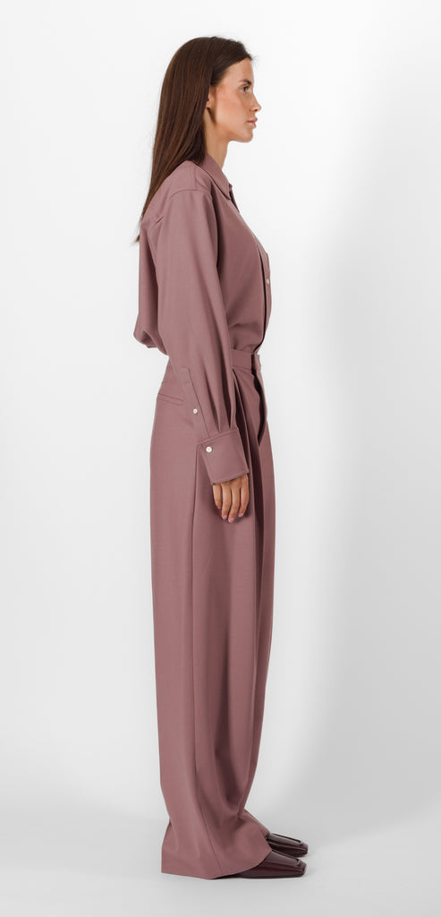 VICTORIA BECKHAM MAUVE WIDE LEG TROUSER