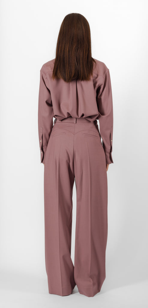 VICTORIA BECKHAM MAUVE WIDE LEG TROUSER