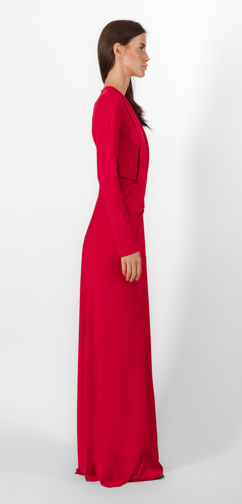 VICTORIA BECKHAM LONG RED DRESS