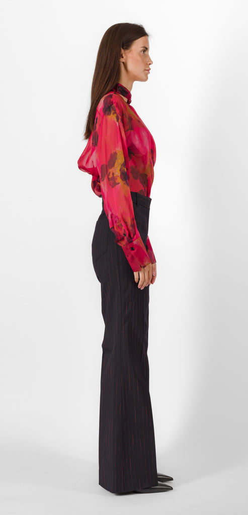 VICTORIA BECKHAM ALINA TROUSER IN NAVY-ROSE