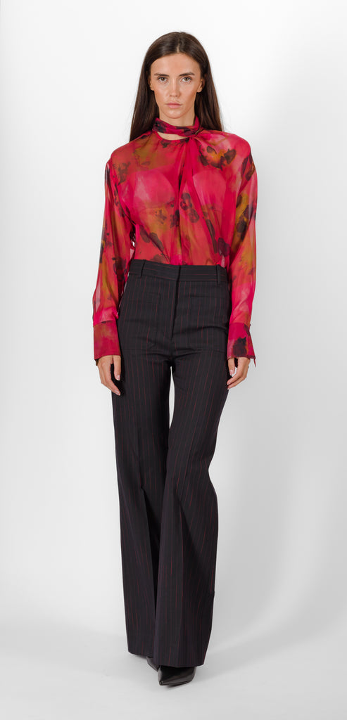 VICTORIA BECKHAM ALINA TROUSER IN NAVY-ROSE