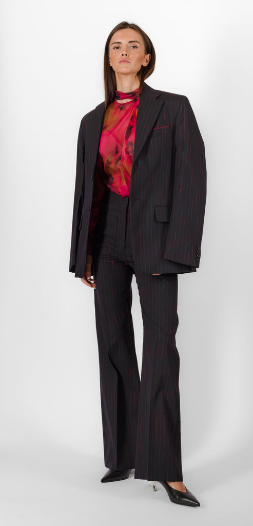 VICTORIA BECKHAM ALINA TROUSER IN NAVY-ROSE