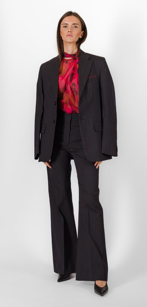 VICTORIA BECKHAM NAVY-ROSE SINGLE BREASTED BLAZER