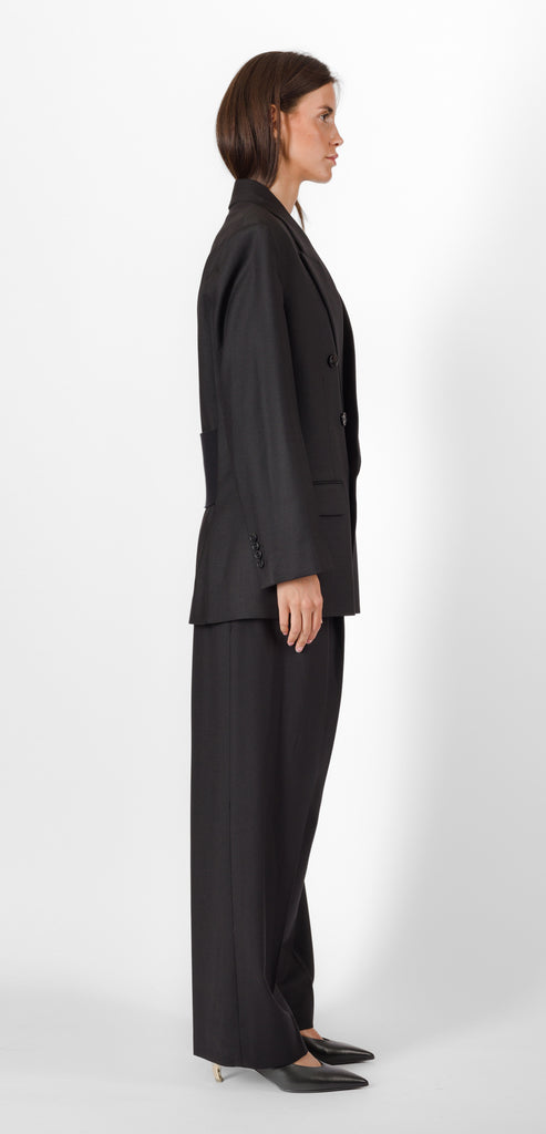 VICTORIA BECKHAM BLACK RELAXED DOUBLE BREASTED BLAZER