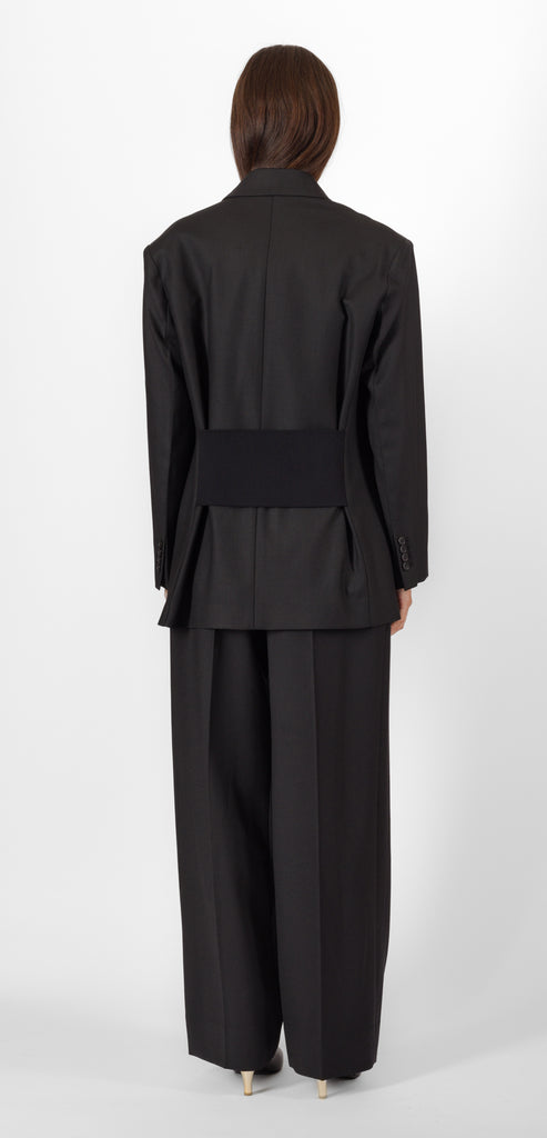 VICTORIA BECKHAM BLACK RELAXED DOUBLE BREASTED BLAZER