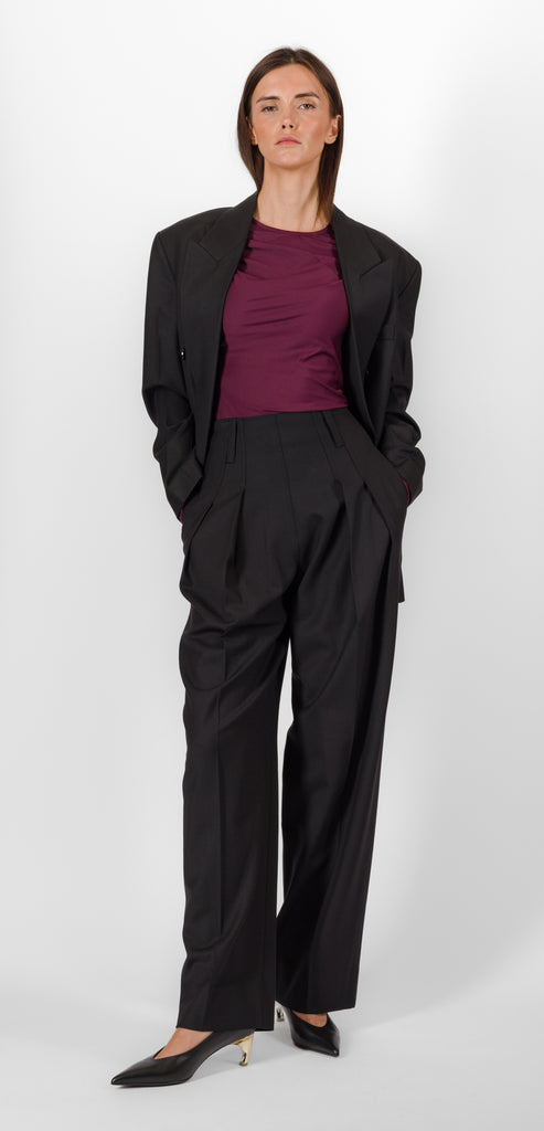 VICTORIA BECKHAM BLACK RELAXED DOUBLE BREASTED BLAZER