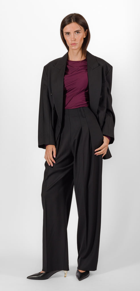 VICTORIA BECKHAM BLACK RELAXED DOUBLE BREASTED BLAZER