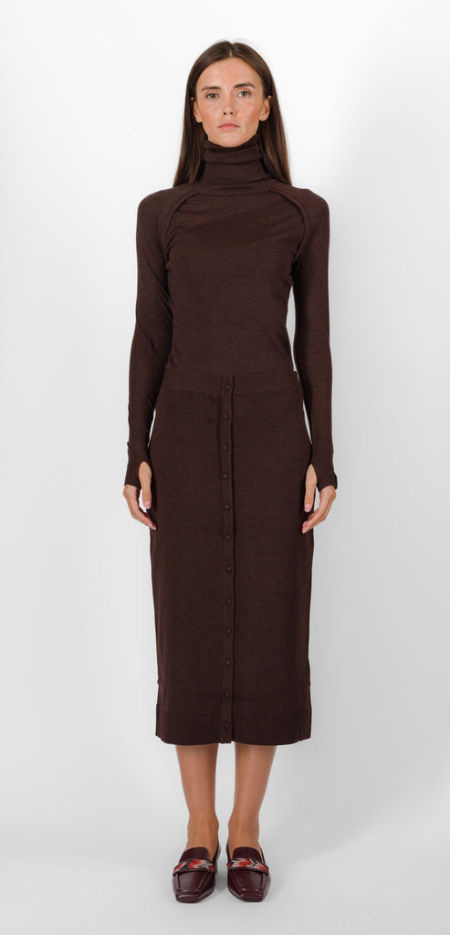 VICTORIA BECKHAM BUTTON MIDI SKIRT