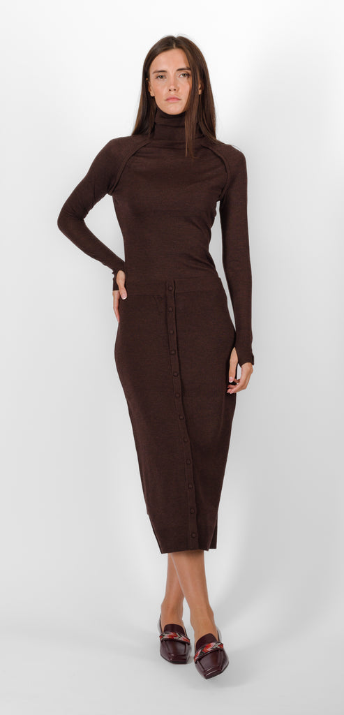 VICTORIA BECKHAM BUTTON MIDI SKIRT