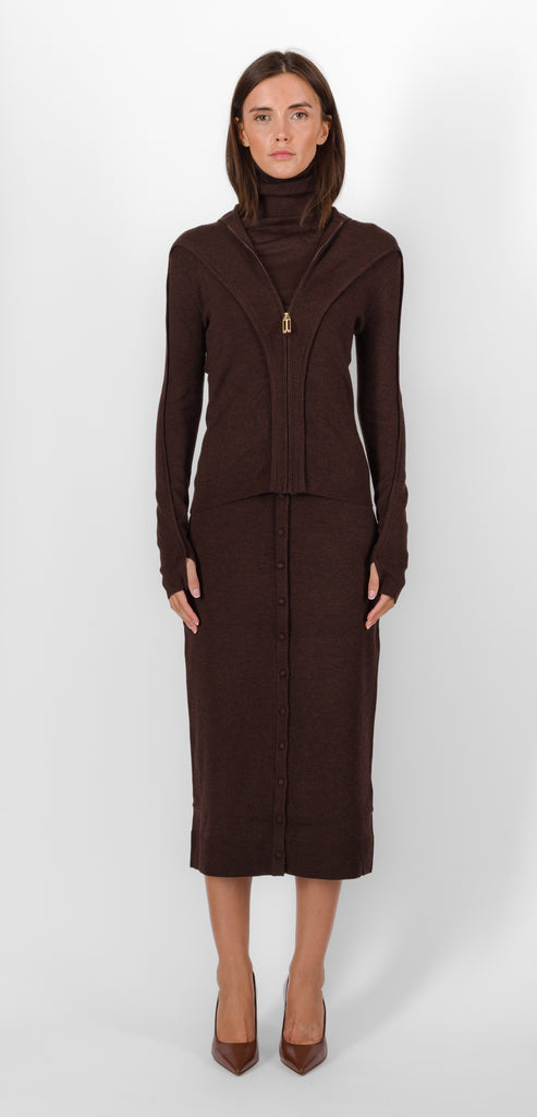 VICTORIA BECKHAM CHOCOLATE TOP WITH ZIP
