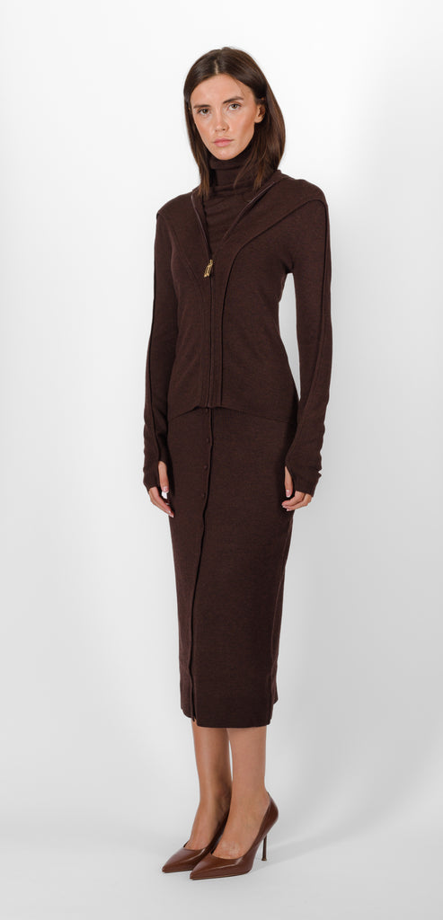 VICTORIA BECKHAM CHOCOLATE TOP WITH ZIP
