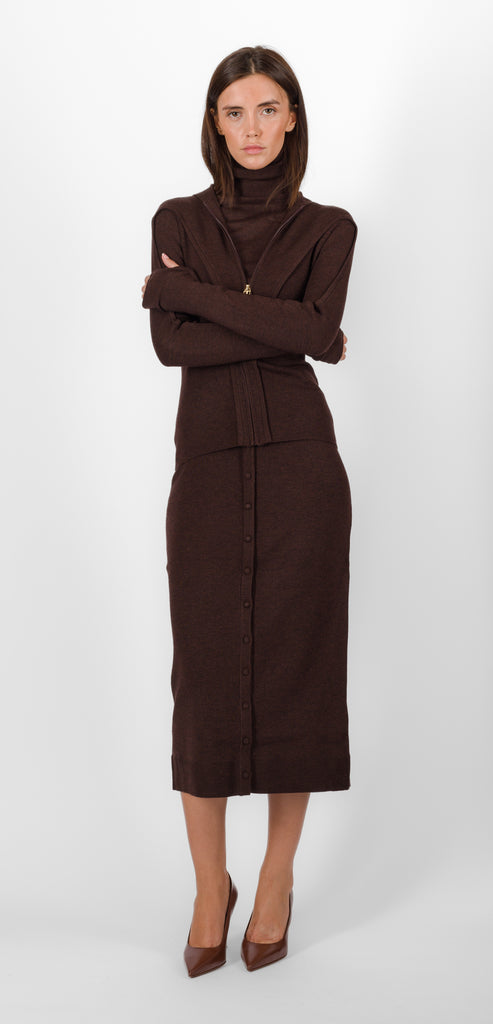 VICTORIA BECKHAM CHOCOLATE TOP WITH ZIP