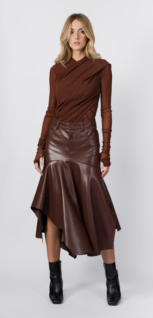 PHILOSOPHY BY LORENZO SERAFINI BORDEAUX SKIRT WITH PADDLE