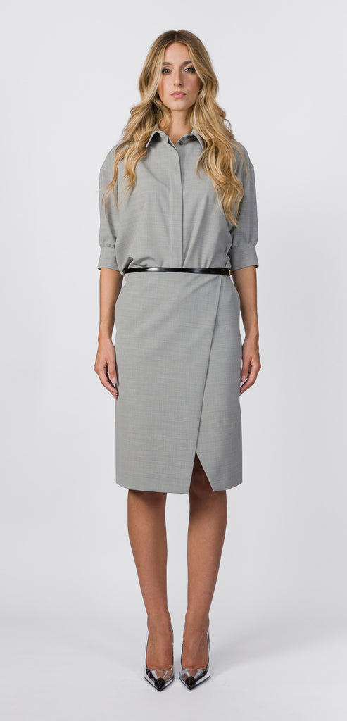 PHILOSOPHY BY LORENZO SERAFINI GREY SKIRT WITH BELT