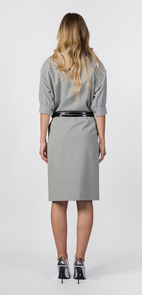 PHILOSOPHY BY LORENZO SERAFINI GREY SKIRT WITH BELT