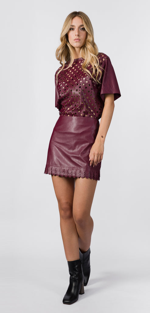 SUOLI BURGUNDY SHORT SKIRT