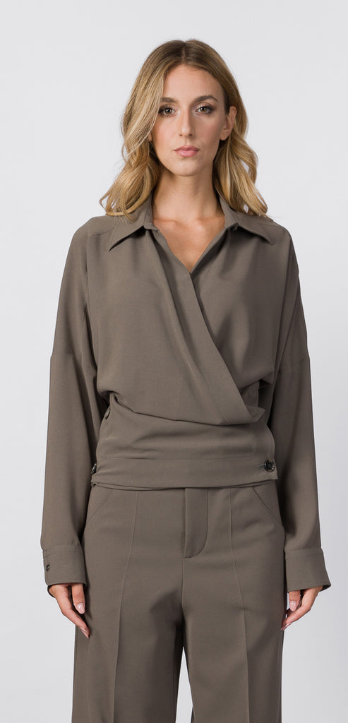 PHILOSOPHY BY LORENZO SERAFINI CRÊPE SHIRT WITH CROSS
