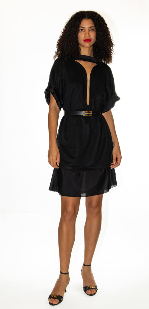 VICTORIA BECKHAM T-SHIRT DRESS IN BLACK