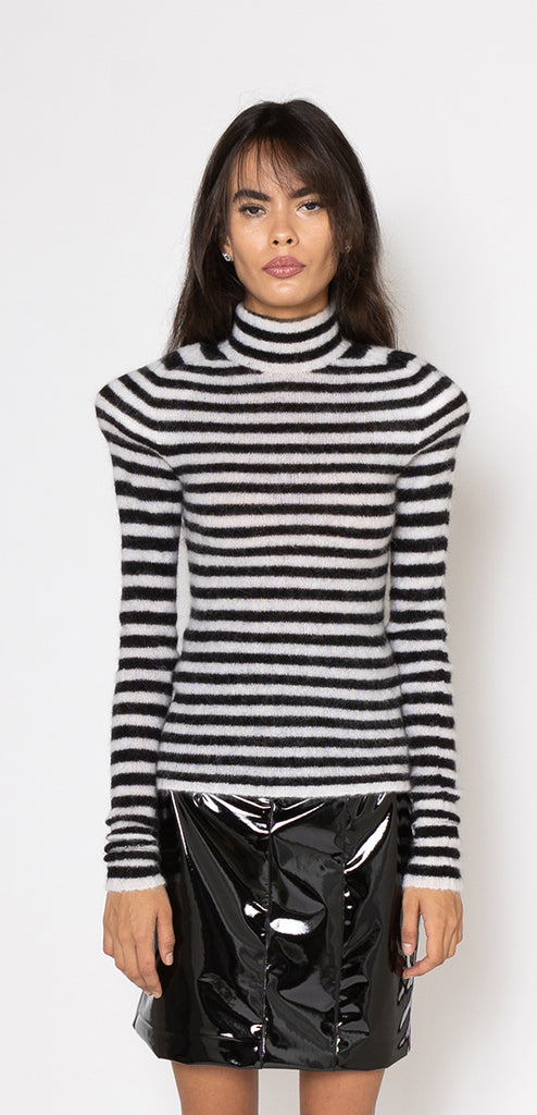 PHILOSOPHY BY LORENZO SERAFINI STRIPED SWEATER WITH PADDED SHOULDERS