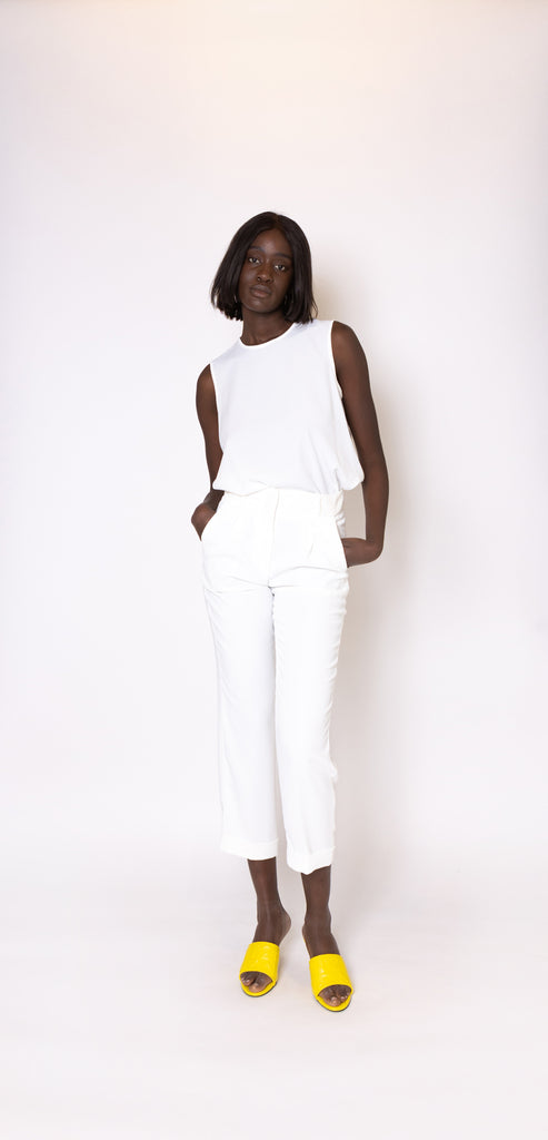 PESERICO EASY WHITE TROUSERS WITH ELASTIC